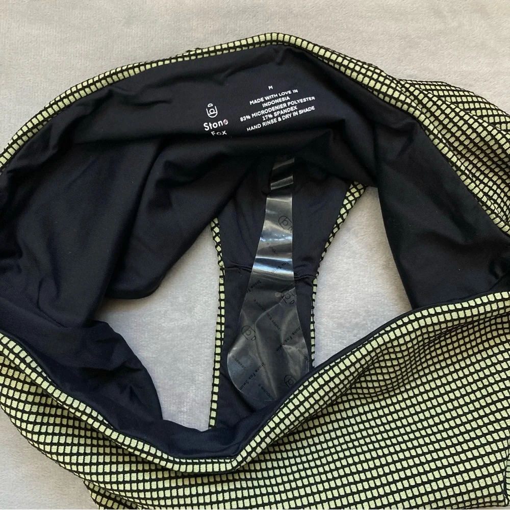 New Stone Fox Swim Senna Bikini Bottoms Sage Grid - Picture 12 of 12